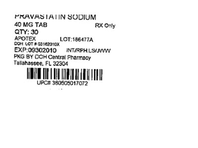 40mg Label (Pravastatin Sodium 40mg(apotex))